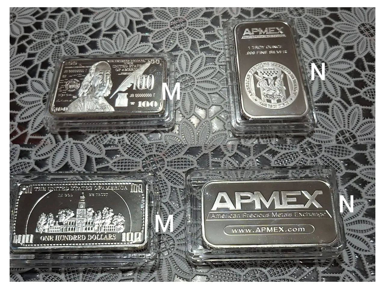 Barrinhas banhadas a ouro e prata, estampas de moedas de dólar, item para colecionar. - Foto 5