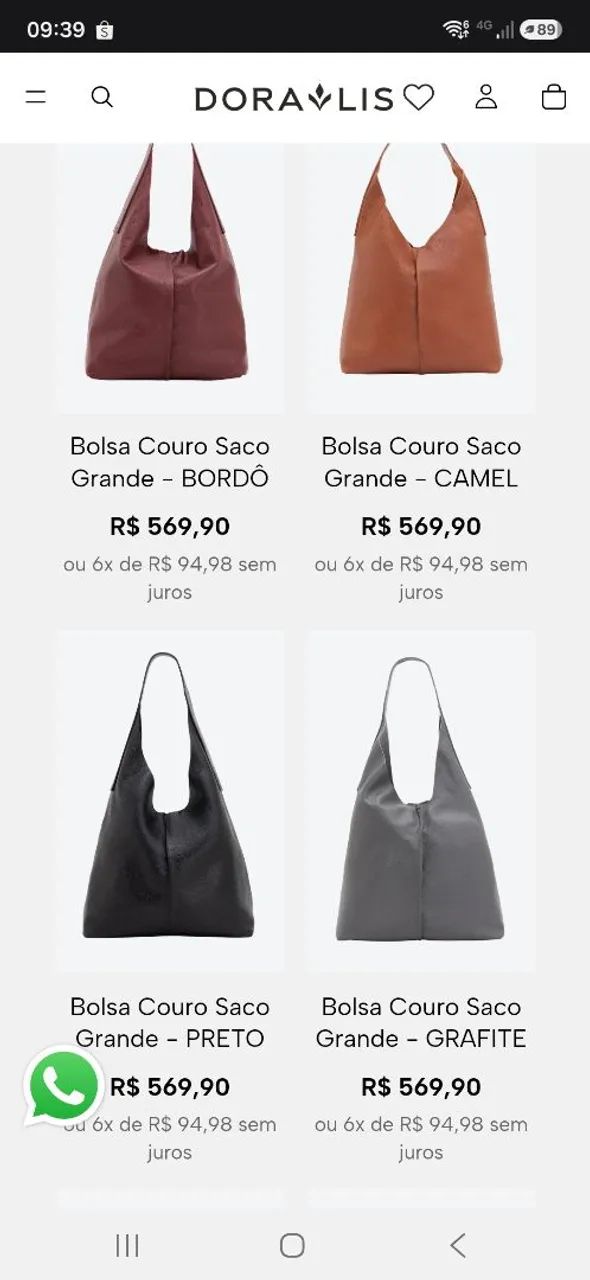 Bolsa grande preta em couro legítimo marca Dora Lis - Foto 5