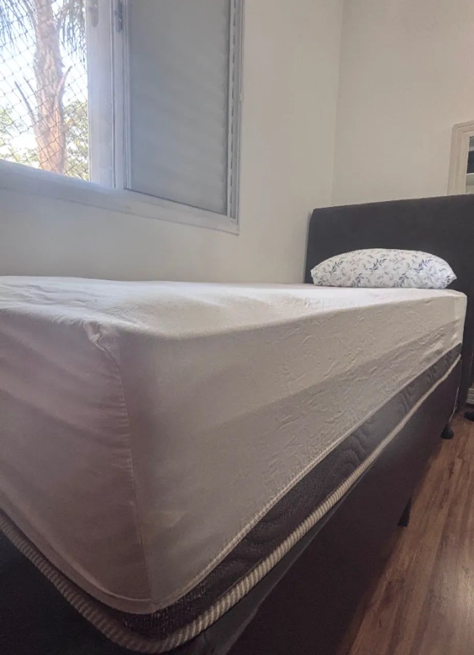 Cama Box de Solteiro Completa com Cabeceira Estofada | Excelente Estado - Foto 2