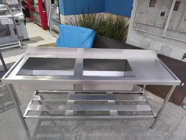 Pia Industrial Linha Pesada em Inox 2,80x0,60x0,90 com 2 Bojos - Foto 3