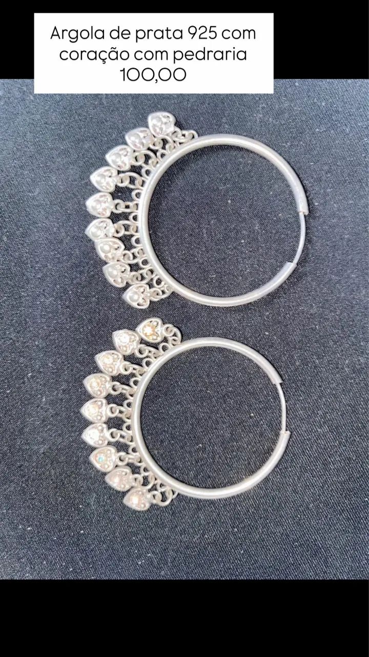 Argola de coração prata 925