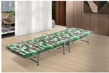 Cama Dobrável De Solteiro Prata Com Colchão Imbutido Para Camping - Foto 3