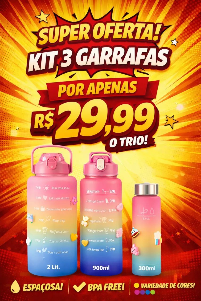 Kit 3 garrafas