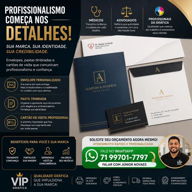 ENVELOPE, PASTA TIMBRADA E CARTÃO DE VISITA PROFISSIONAL