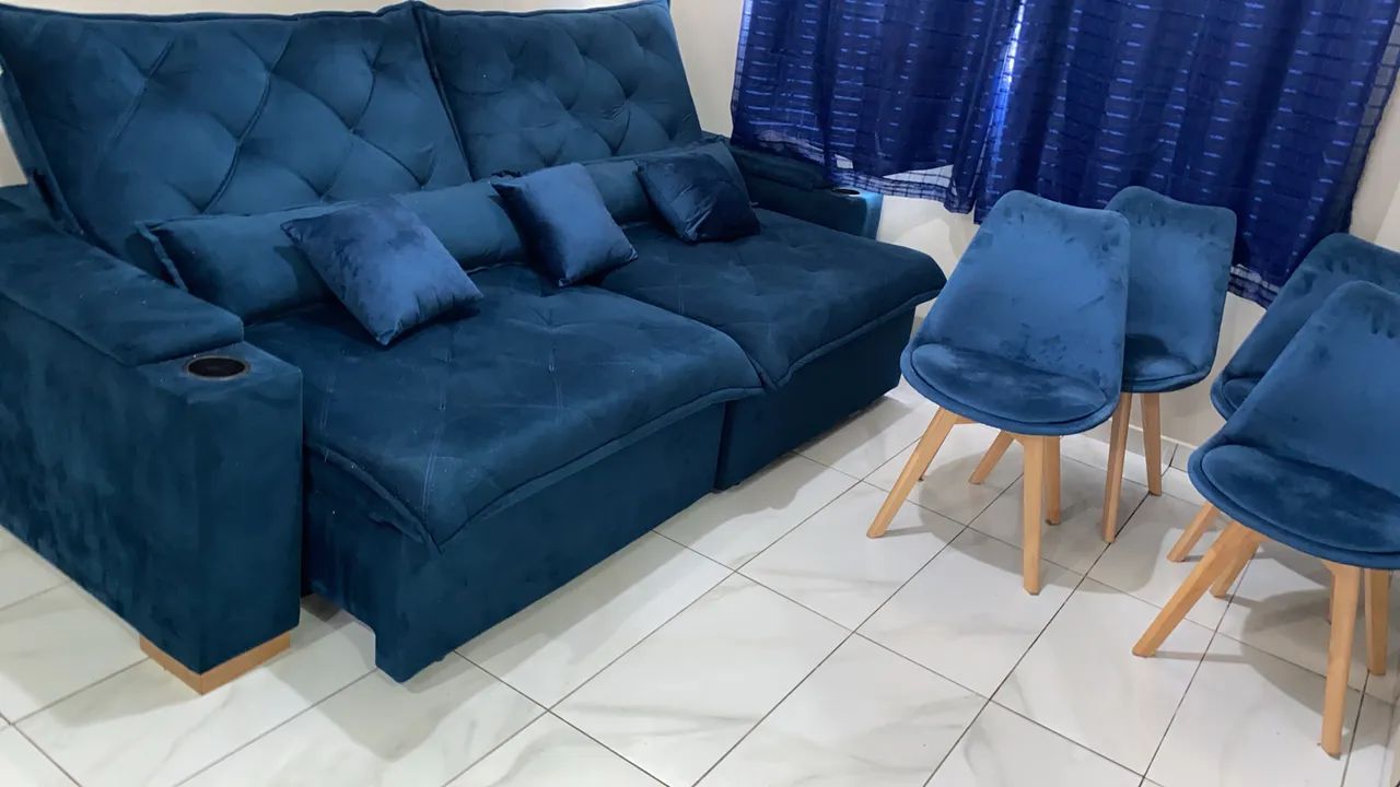 Sofá retrátil e reclinável + conjunto de cadeira  - Foto 2