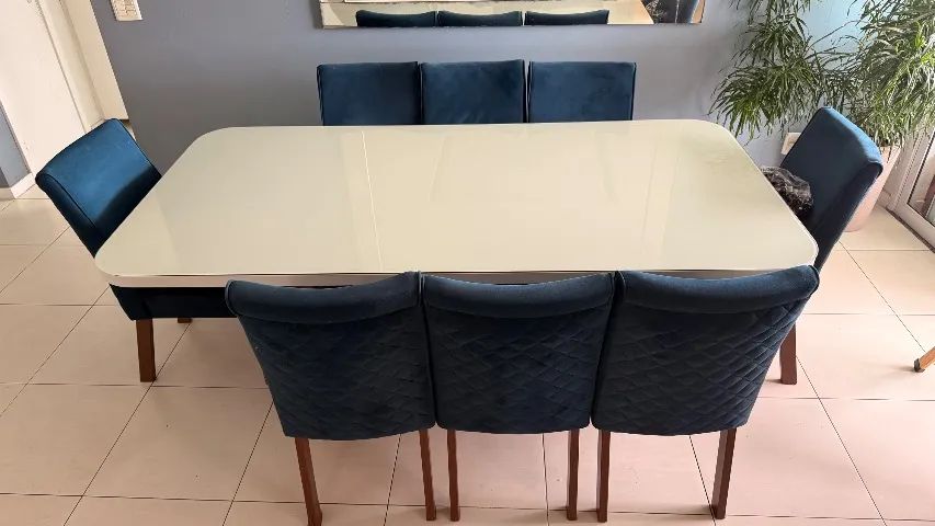 Mesa de Jantar com Tampo de Vidro - 8 Lugares - Foto 3