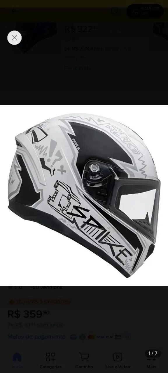 Capacete usado semi-novo 