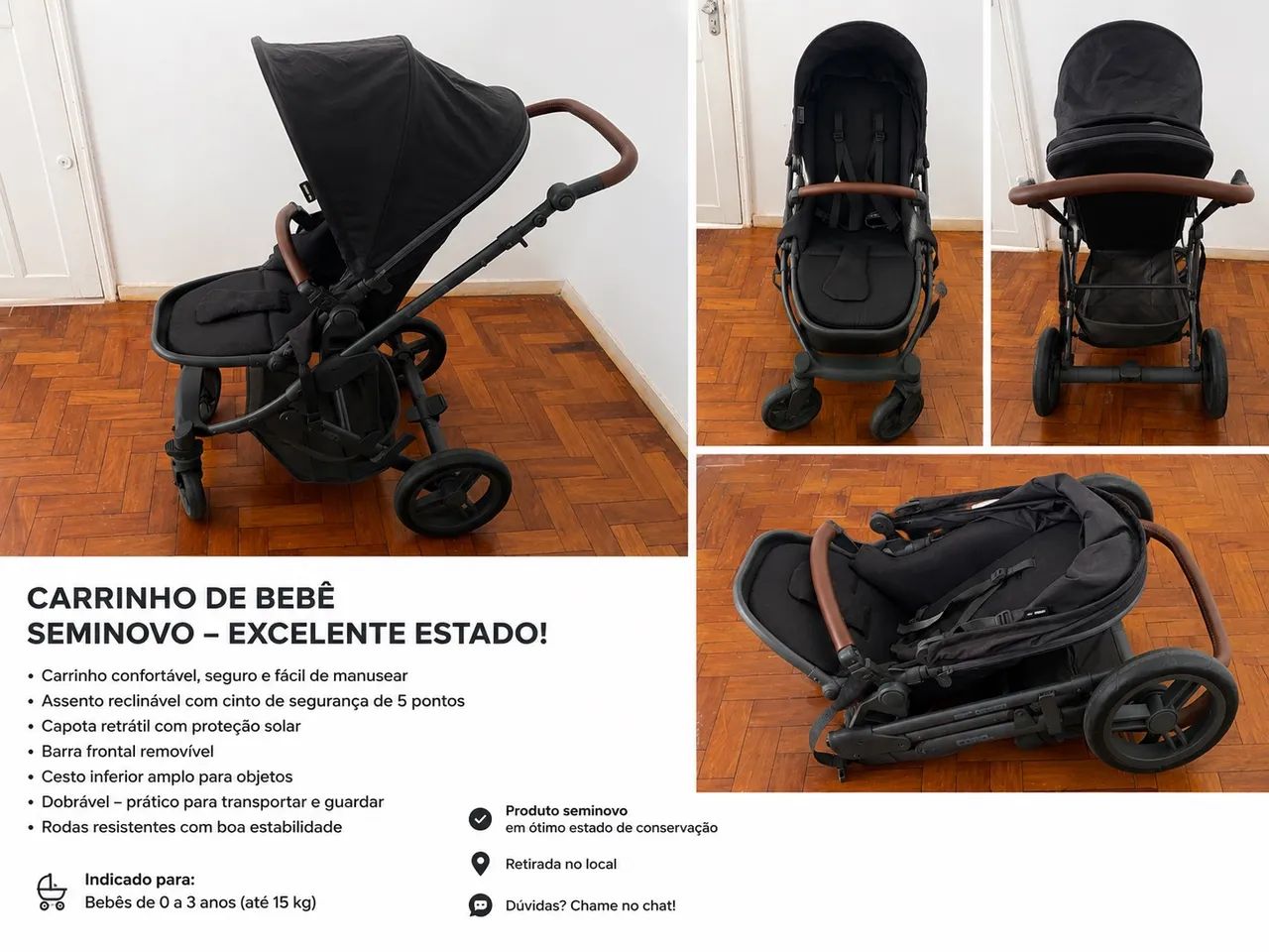 Carrinho Bebê Alto Luxo