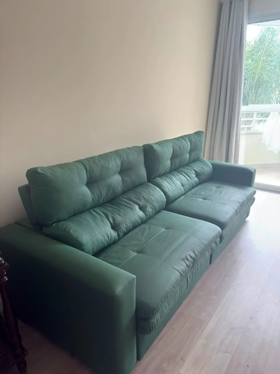 Sofá retrátil e reclinável verde 2.40m - 4 lugares
