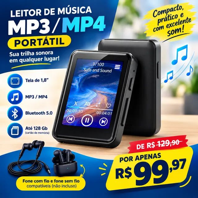 MP3/MP4 Player portátil bluetooth 5.0 Rock Star - Foto 2