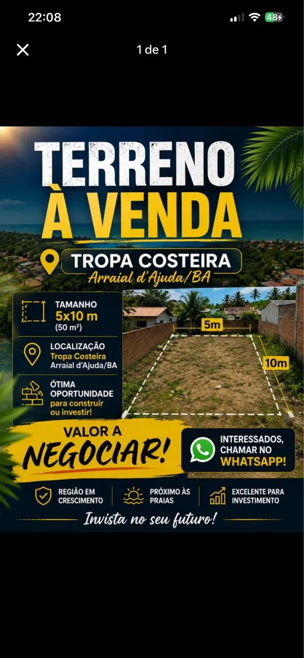 Terreno no Arraial D?Ajuda 5x10