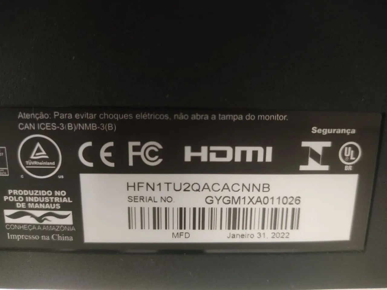Monitor LCD AOC 27G2/BK para técnicos. Tela com defeito.
