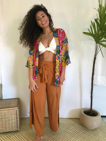 Kimono sobreposição verão moda feminina - Foto 6
