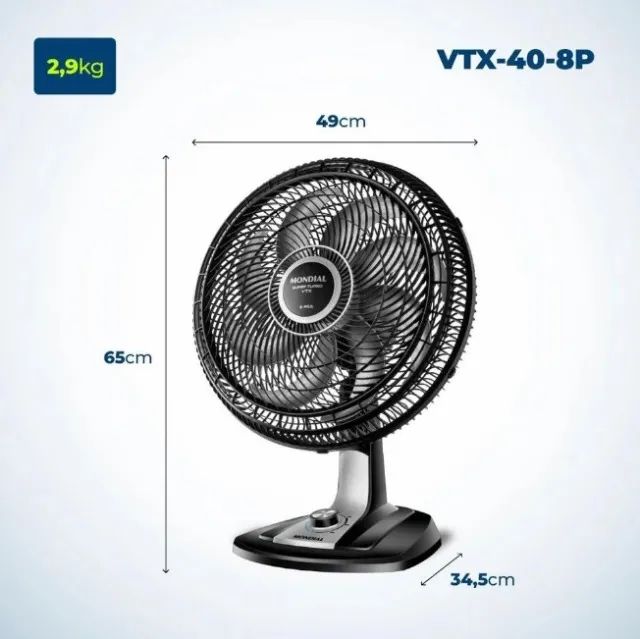 Ventilador Mondial Super Turbo 40cm, 8 pás. 3 Veloc. (20% Mais Vento)- 110V - Foto 5