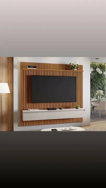 Painel para TV com nicho e prateleira - Design moderno e elegante!