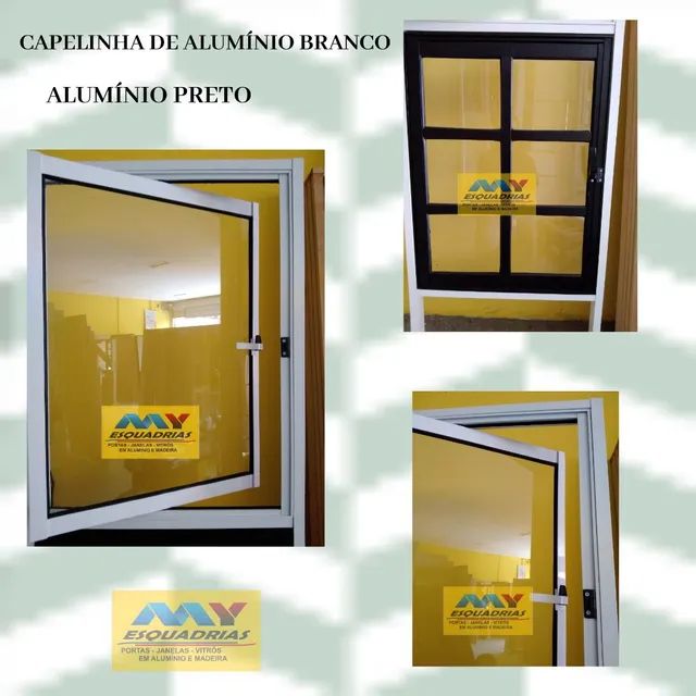 CAPELINHA ALUMÍNIO BRANCO VIDRO INTEIRO 