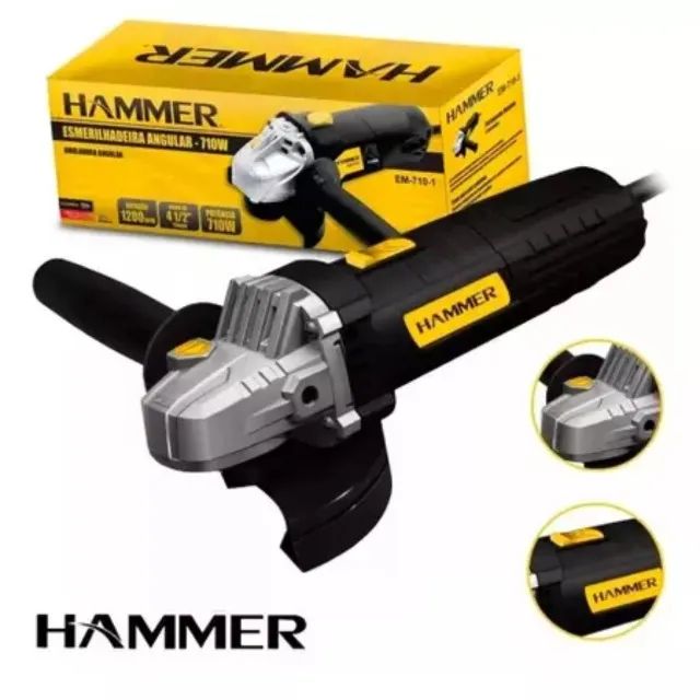 Esmerilhadeira Angular Hammer 710 w 127v -nova - Foto 5