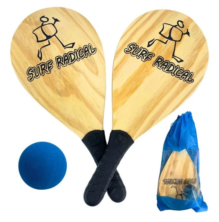 Raquetes de Madeira para Jogo de Peteca - Kit com 2 Raquetes e 1 Bolinha - Foto 4