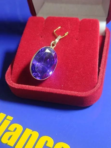 Pingente Pedra Zircônia Lilas Peso 4.30 Gramas 17 x 12 mm Ouro 18 kilates                  - Foto 6