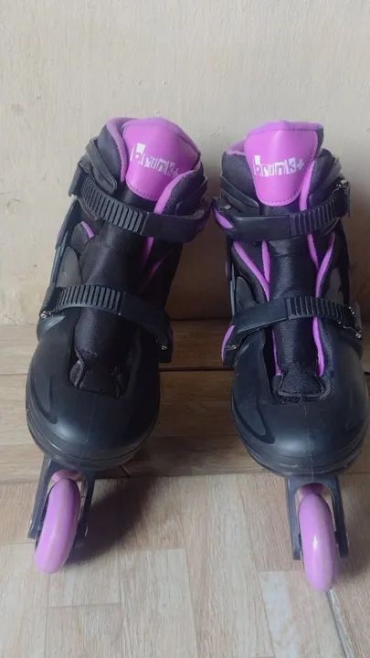 Patins in line tamanho 39-42 preto e roxo