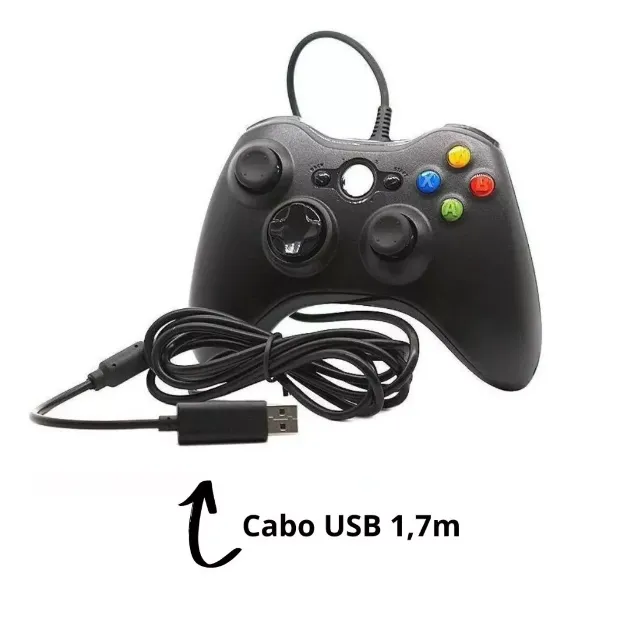 Controle Para Xbox 360, Com Fio Compatível Com Xbox 360, PC, Notebook e outros.