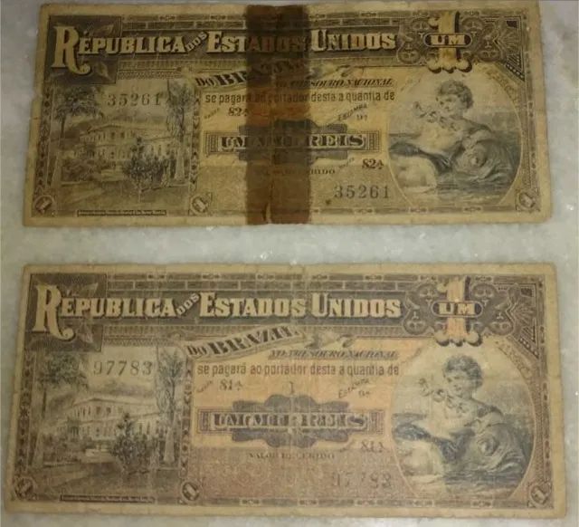 cédulas(duas) 1 mil réis de 1918 com bastante circulação, 