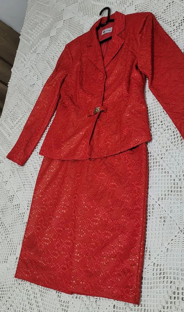 Conjunto de blaser  Vermelho Testoni Elegante - Foto 2