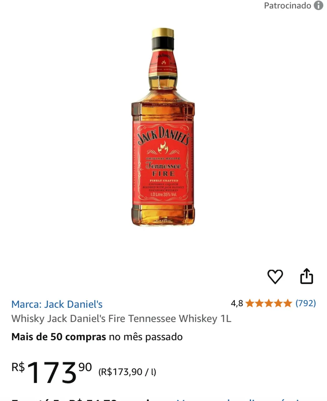 Whisky Jack Daniel's Fire Tennessee Whiskey 1L