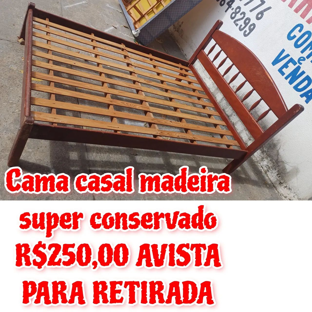 Cama Casal de Madeira - Super Conservada