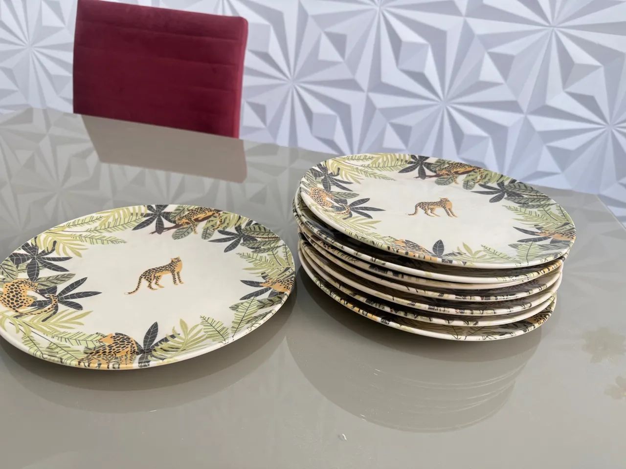 Jogo de pratos com estampa de onça - Foto 2