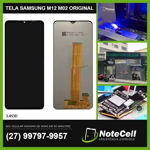 Tela Display Para Samsung M12 M02 Original 3.453D - Instalação Expressa Em 30 Minutos!