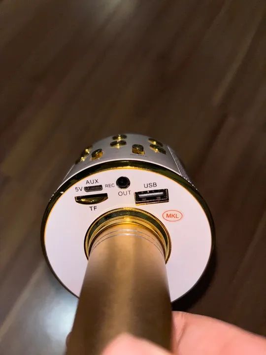 Microfone Karaoke Sem Fio Bluetooth Dourado Wireless  WS-858 - Foto 3