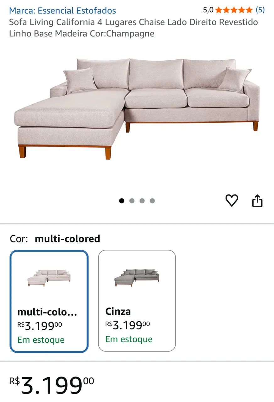 Sofa de linho com chaise - Foto 3