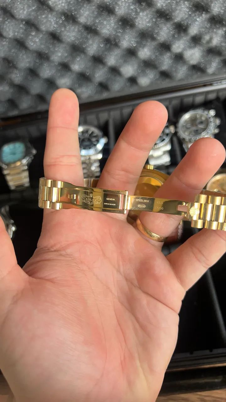 Relógio Rolex Day-Date Dourado / Verde Automático  - Foto 4