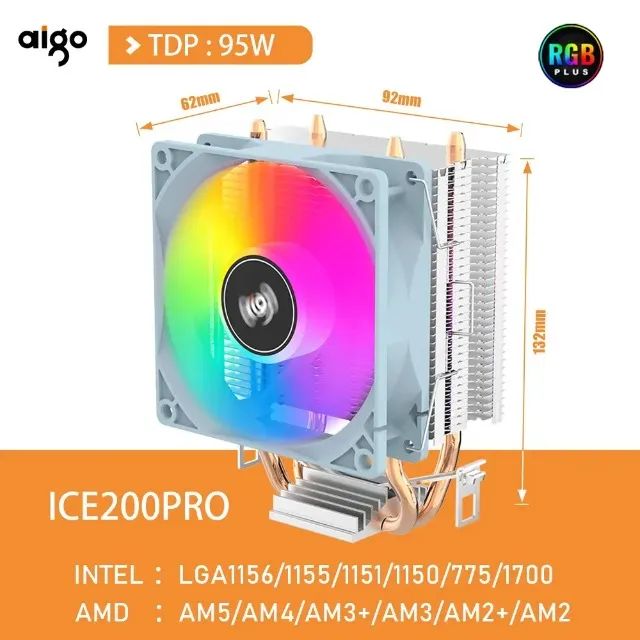 Cooler Rgb Aigo Ice 200 Pro Para Processador Intel E Amd  - Foto 2