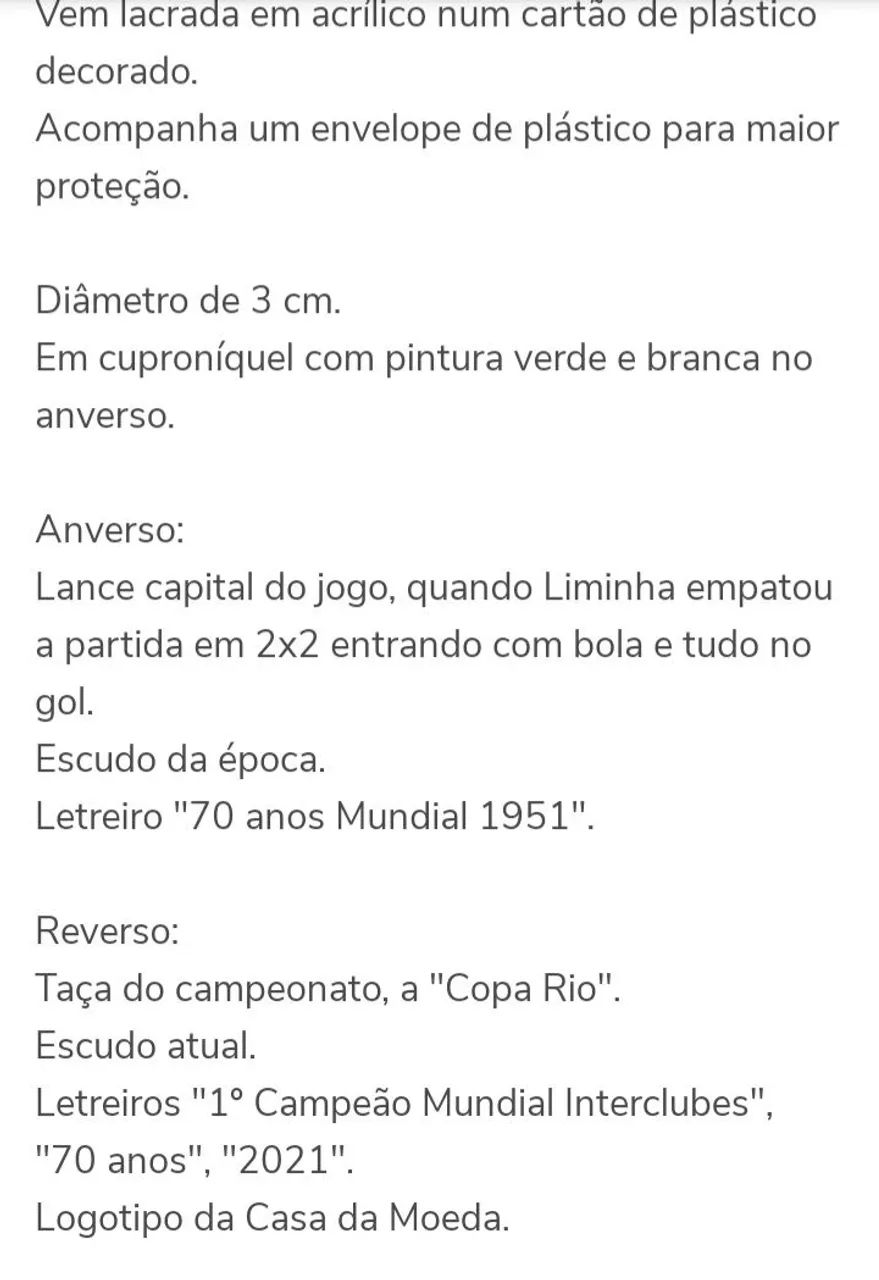 Moeda do palmeiras mundial 1951 - Foto 6
