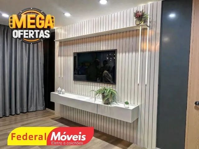 Painel off white ripado com Led e com nicho ENTRE EM CONTATO 