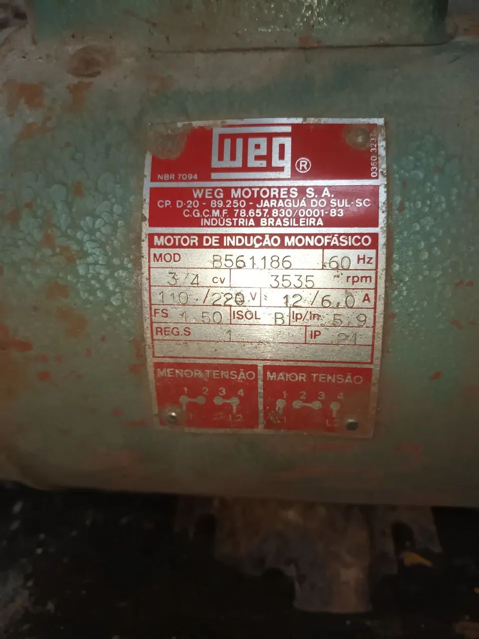 Motor Elétrico Weg Monofásico 3/4cv 110/220v