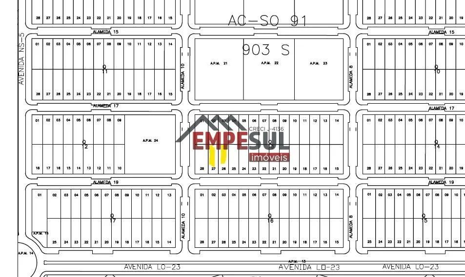 Vendo Dois Lotes Juntos na 903 sul ou ACSO 91