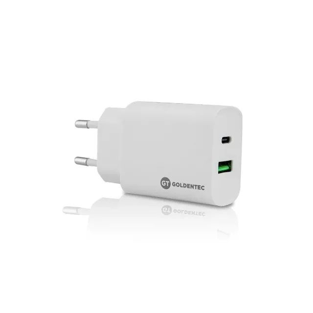 Carregador de Parede GT 3.0A 18W Branco Bivolt (1 USB-C)(1 USB) 3.0 Fast Charge - WZetta