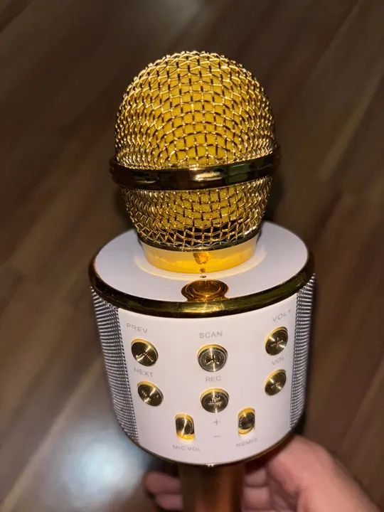 Microfone Karaoke Sem Fio Bluetooth Dourado Wireless  WS-858 - Foto 2