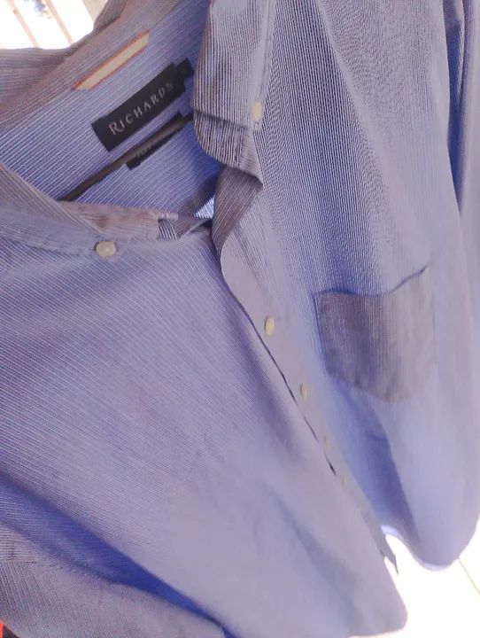 Camisa Social Masculina Manga Comprida Azul Claro NOVA - Foto 4