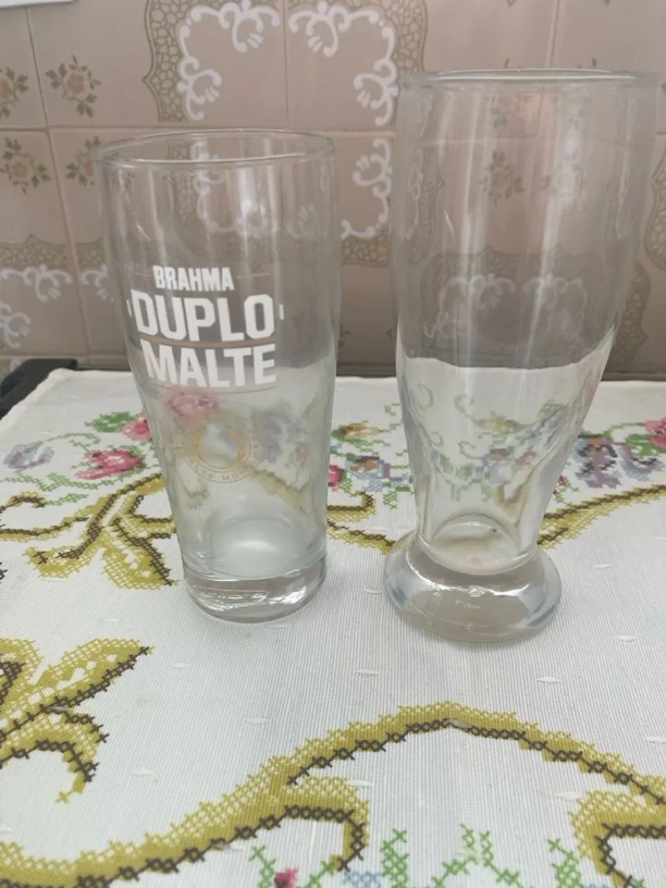 2 Copos de Vidro Brahma Duplo Malte
