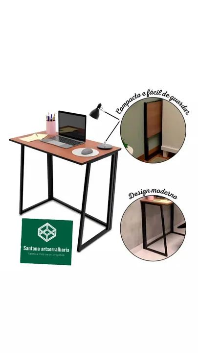 Mesa de Escritório Dobrável - Foto 5