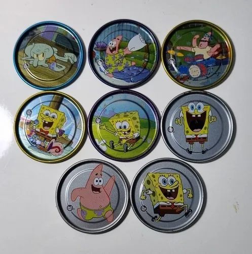 Kit Com 8 Tazos Metálicos Bob Esponja