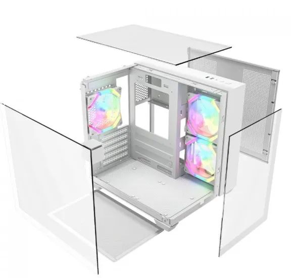 Gabinete branco, novo, lacrado, 3 ventoinhas, em vidro temperado! ?  - Foto 2