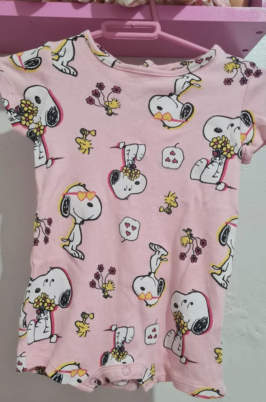Body Bebê Snoopy - Rosa - P