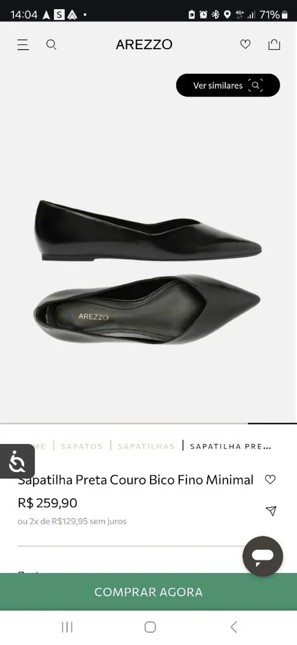 Sapatilha Arezzo tam 36