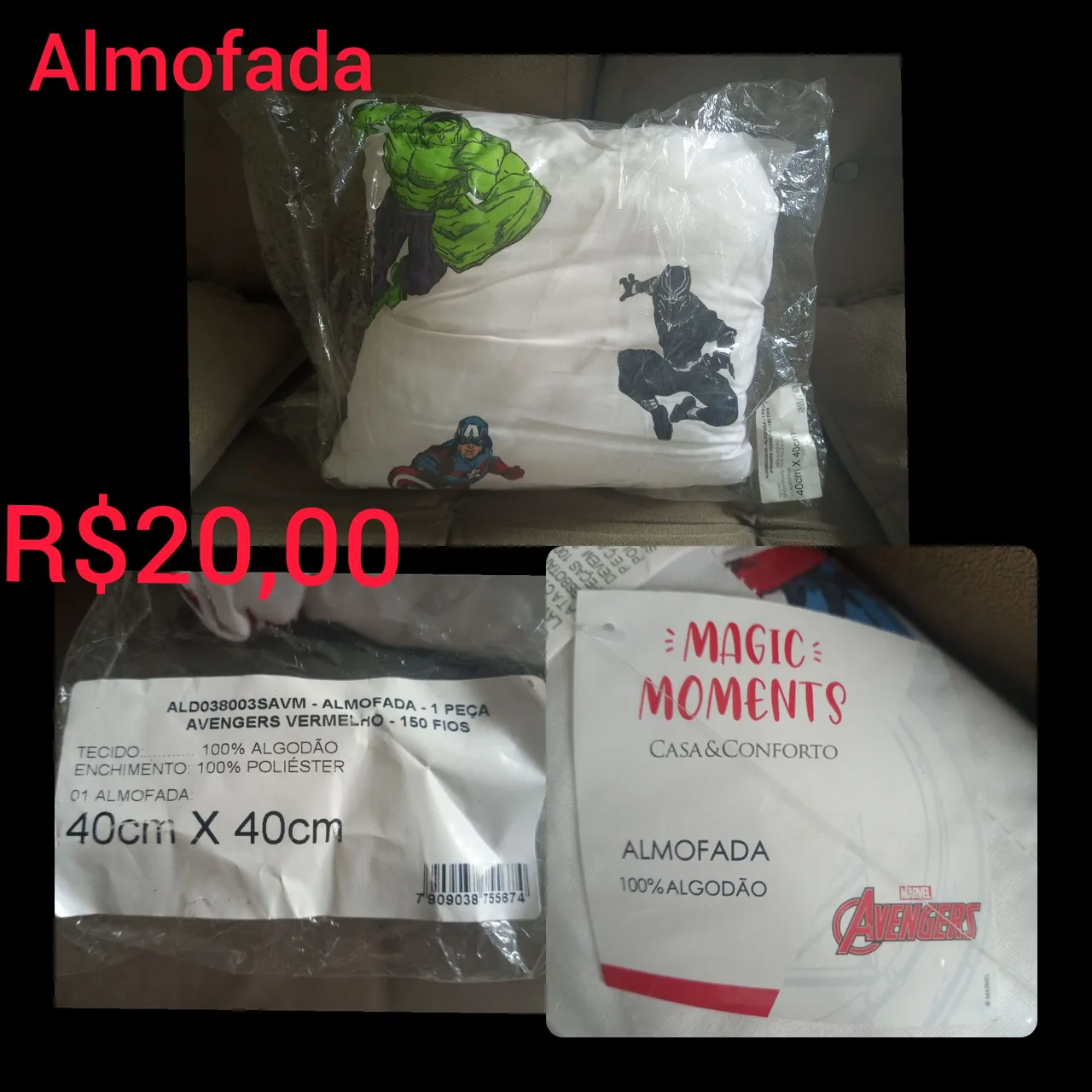 Almofada dos Vingadores - 40cm x 40cm