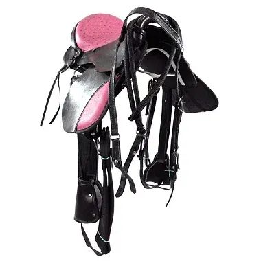 Sela Australiana Preta e Rosa Infantil Luxo 12 Polegadas - Foto 2